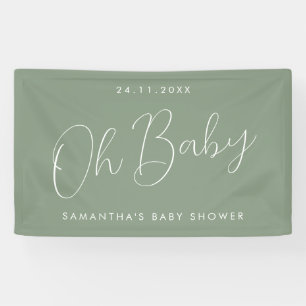 Moderne Schrift Sage Grün Oh Baby Shower Banner