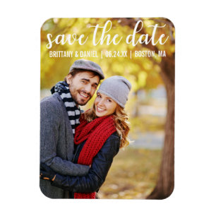 Moderne Schrift   Save the Date Couple Foto Magnet