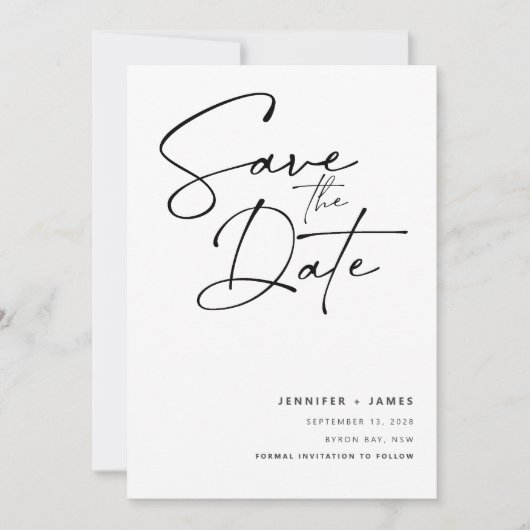 Moderne Schrift Save the Date Einladung (Vorderseite)
