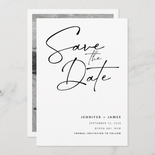 Moderne Schrift Save the Date Einladung (Vorne/Hinten)