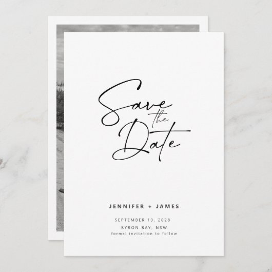 Moderne Schrift Save the Date Einladung (Vorne/Hinten)