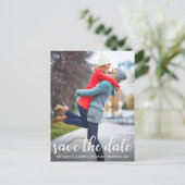 Moderne Schrift | SAVE THE DATE FOTO Ankündigungspostkarte (Stehend Vorderseite)