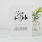 Moderne Schrift Save the Date Hochzeitsankündigung (Stehend Vorderseite)