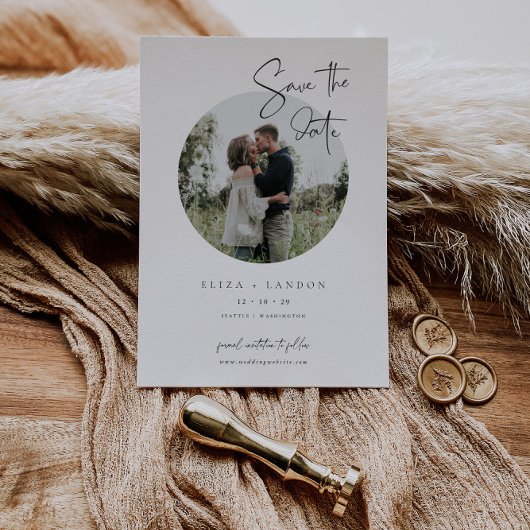 Moderne Schrift Save The Date Hochzeitsfoto Karte