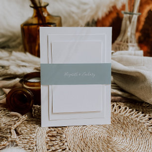 Moderne Schrift Sea Glass Blau Grüne Hochzeit Einladungsbanderole