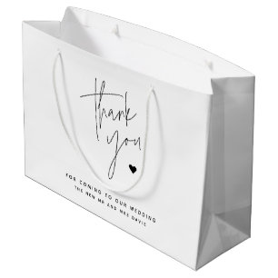Moderne Schrift Simple Heart Hochzeits-Dankeschön  Große Geschenktüte