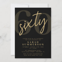 Moderne Schrift Sixty Black Gold 60. Geburtstagsfe