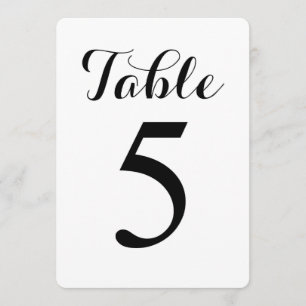 Moderne Schrift Tabelle 5   Tischnummernkarte Einladung