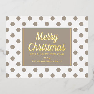 Moderne Schrift Taupe Frohe Weihnachten Gold Folien Feiertagspostkarte
