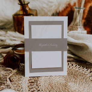 Moderne Schrift Taupe-Hochzeit Einladungsbanderole
