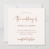 Moderne Schrift | Terracotta und Creme Wedding Einladung (Vorderseite)