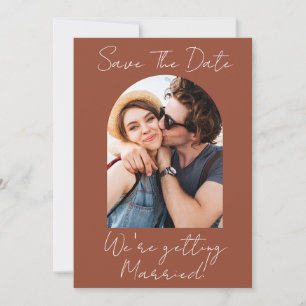Moderne Schrift Terrakotta Foto Monogramm Save The Date