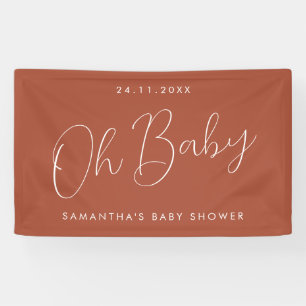 Moderne Schrift Terrakotta Oh Baby Shower Banner