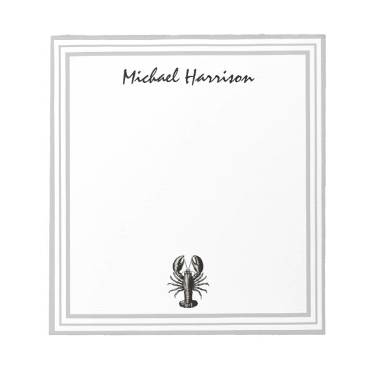 Moderne Schrift Trendy vintage Lobster Personalisi Notizblock (Vorderseite)