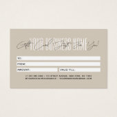 Moderne Schrift-Typografie Geschäft Geschenkkarte (Rückseite)