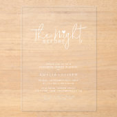 Moderne Schrift-Typografie Probe-Dinner Acryleinladungen (Vorderseite)