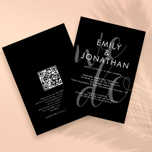 Moderne Schrift We Do Overlay QR Code Hochzeit Sch Einladung