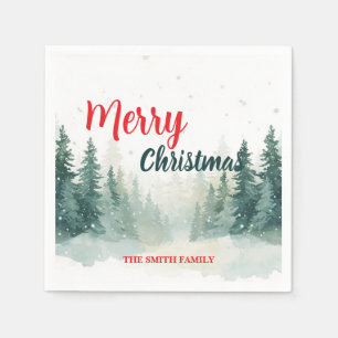 Moderne Schrift Weihnachten Xmas Winter Kiefer Bau Serviette