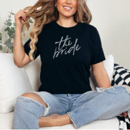 Moderne Schrift Weiß und Schwarz Braut T-Shirt