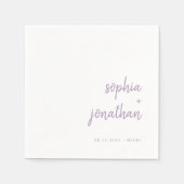 Moderne Schrift | White and Lavender Wedding Serviette (Vorderseite)