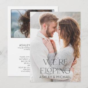 Moderne Schrift Wir fliehen 2 Foto Hochzeitsempfan Einladung