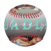 Moderne Schrift 'Wir lieben dich - Papa' 2 Foto-Ge Baseball (Rückseite)