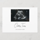 Moderne Schrift Zwillinge Minimalistische Baby Sch Ankündigung (Rückseite)