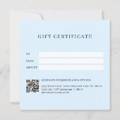 Moderne Schriftart Blau QR-Code Geschenkgutschein (Rückseite)