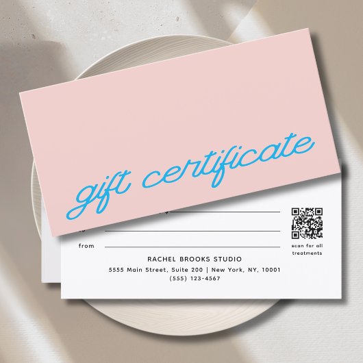 Moderne Schriftart Blush Pink QR-Code-Geschenkguts