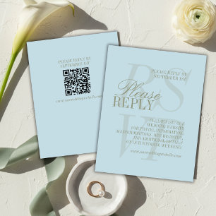 Moderne Schriftart Citrus Blau QR Formale Hochzeit RSVP Karte