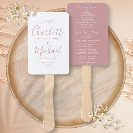Moderne Schriftart Dusty Rose Hochzeitsprogramm Fächer