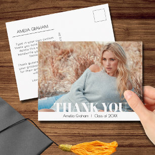 Moderne Schriftart Foto-Abschluss Danke Postkarte