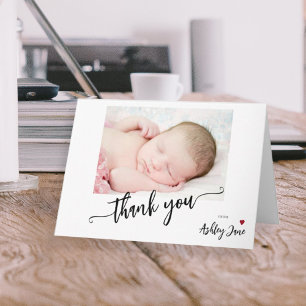Moderne Schriftart Foto-Baby-Shower-Dankeschön