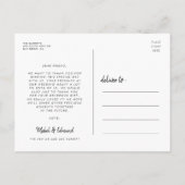 Moderne Schriftart Hochzeit danke Postkarte (Rückseite)