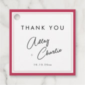 Moderne Schriftart Magenta und Schwarz-Minimal-Hoc Geschenkanhänger (Vorderseite)