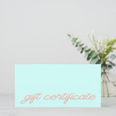 Moderne Schriftart Mint QR-Code-Geschenkgutschein (Stehend Vorderseite)