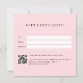 Moderne Schriftart Pink QR-Code-Geschenkgutschein (Rückseite)