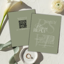Moderne Schriftart Sage Green QR Formale Hochzeit  RSVP Karte