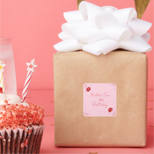 Moderne Schriftart Sassy Rosa Schleifen Geburtstag Quadratischer Aufkleber