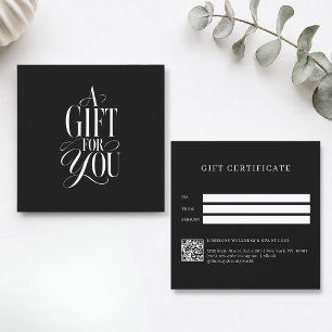 Moderne Schriftart Schwarz QR-Code-Geschenkgutsche