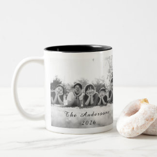 Moderne Schriftfamilien-Foto Zweifarbige Tasse