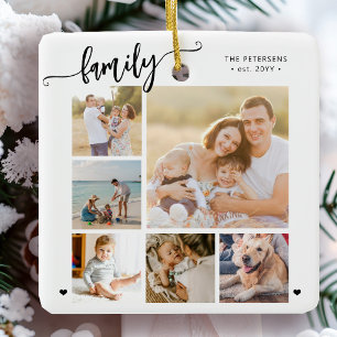 Moderne Schriftfamilien-Fotocollage weiß Keramikornament
