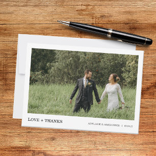 Moderne Schriftfoto-Hochzeit Dankeskarte