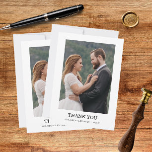 Moderne Schriftfoto-Hochzeit Dankeskarte