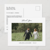 Moderne Schriftfoto-Hochzeit Postkarte (Vorne/Hinten)