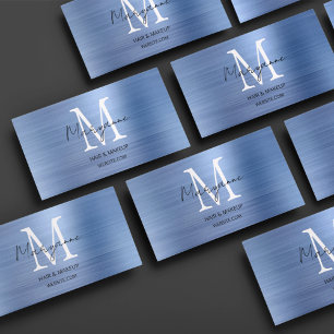 Moderne Schriftmonogramm Blau Visitenkarte
