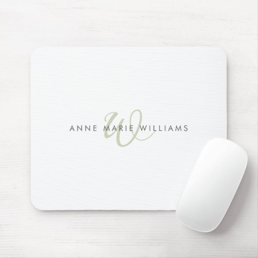 Moderne Schriftmonogramm in Salbeigrün Mousepad (Mit Mouse)