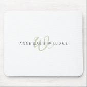 Moderne Schriftmonogramm in Salbeigrün Mousepad (Vorne)