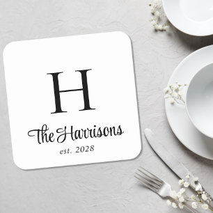 Moderne Schriftmonogramm Rechteckiger Pappuntersetzer