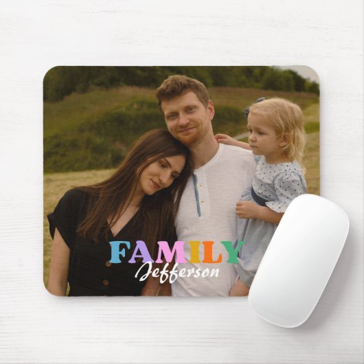 Moderne Schrifttypografie Foto-Minimalfamilie Mousepad (Mit Mouse)